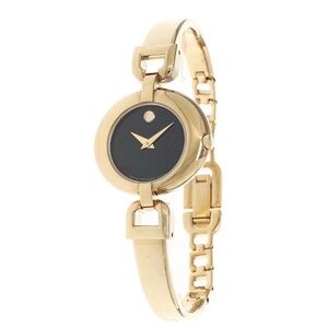 sold elsewhere 
MOVADO Vivo 27MM Quartz Black Dial Gold Bangle Women's Watch New